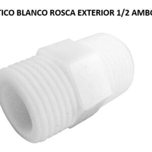 NIPLE DE PLASTICO BLANCO ROSCA EXTERIOR 1/2 AMBOS LADOS 2759
