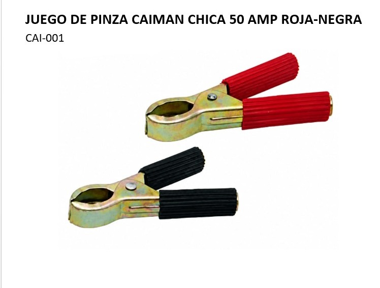JUEGO DE PINZA CAIMAN CHICA 50 AMP ROJA-NEGRA CAI-001