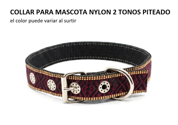 COLLAR PARA MASCOTA NYLON 2 TONOS PITEADO
