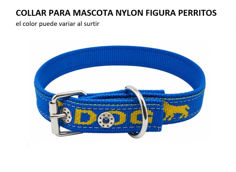 COLLAR PARA MASCOTA NYLON FIGURA PERRITOS