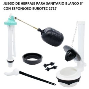 JUEGO DE HERRAJE PARA SANITARIO BLANCO 3" CON ESPONJOSO EUROTEC 2717