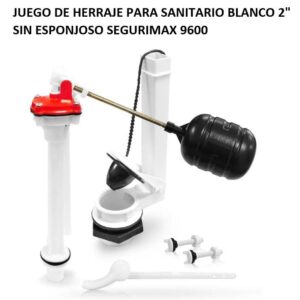 JUEGO DE HERRAJE PARA SANITARIO BLANCO 2" SIN ESPONJOSO SEGURIMAX 9600