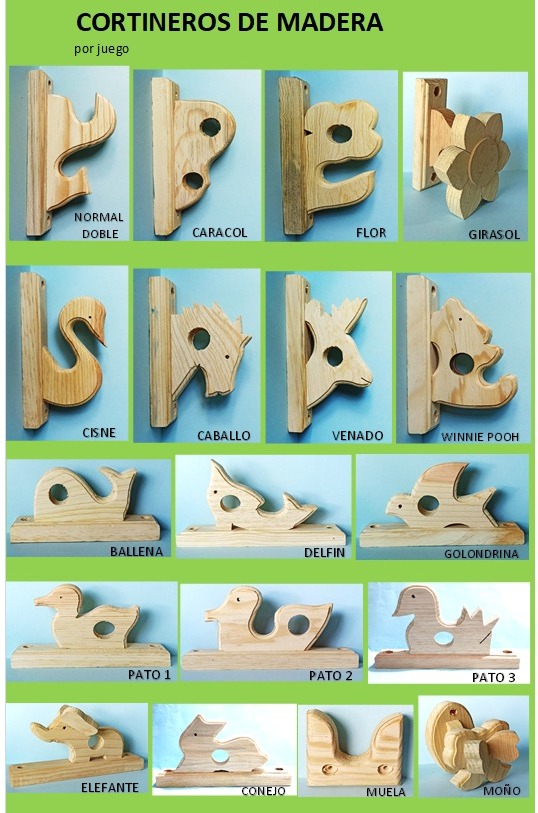 CORTINEROS DE MADERA (VARIAS FIGURAS)