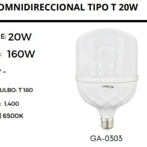 FOCO OMINIDIRECCIONAL ALTA POTENCIA TIPO "T" 20W GA0303