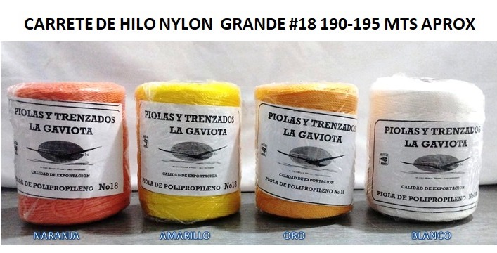 CARRETE HILO NYLON GRANDE #18 190-195 MTS 200 GRS