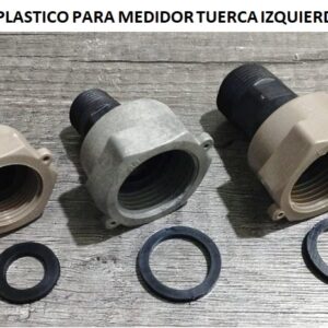 NIPLE DE PLASTICO PARA MEDIDOR ROSCA C/TUERCA GRIS IZQUIERDA