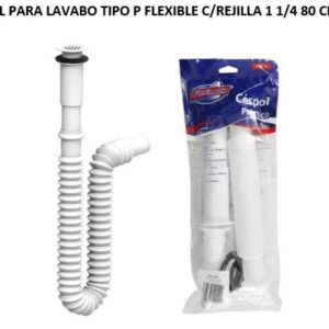 CESPOL PARA LAVABO TIPO P FLEXIBLE C/REJILLA 1 1/4 80 CM 2937