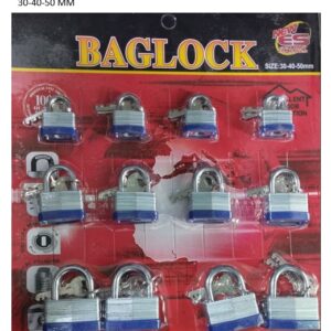 CANDADO BAGLOCK PLATEADO PAQ C/12 30-40-50 MM