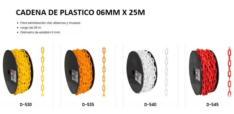 CADENA DE PLASTICO NARANA 06MM X 25M