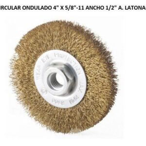 CEPILLO CIRCULAR ONDULADO 4" X 5/8"-11 ANCHO 1/2" A. LATONADO 0.012"